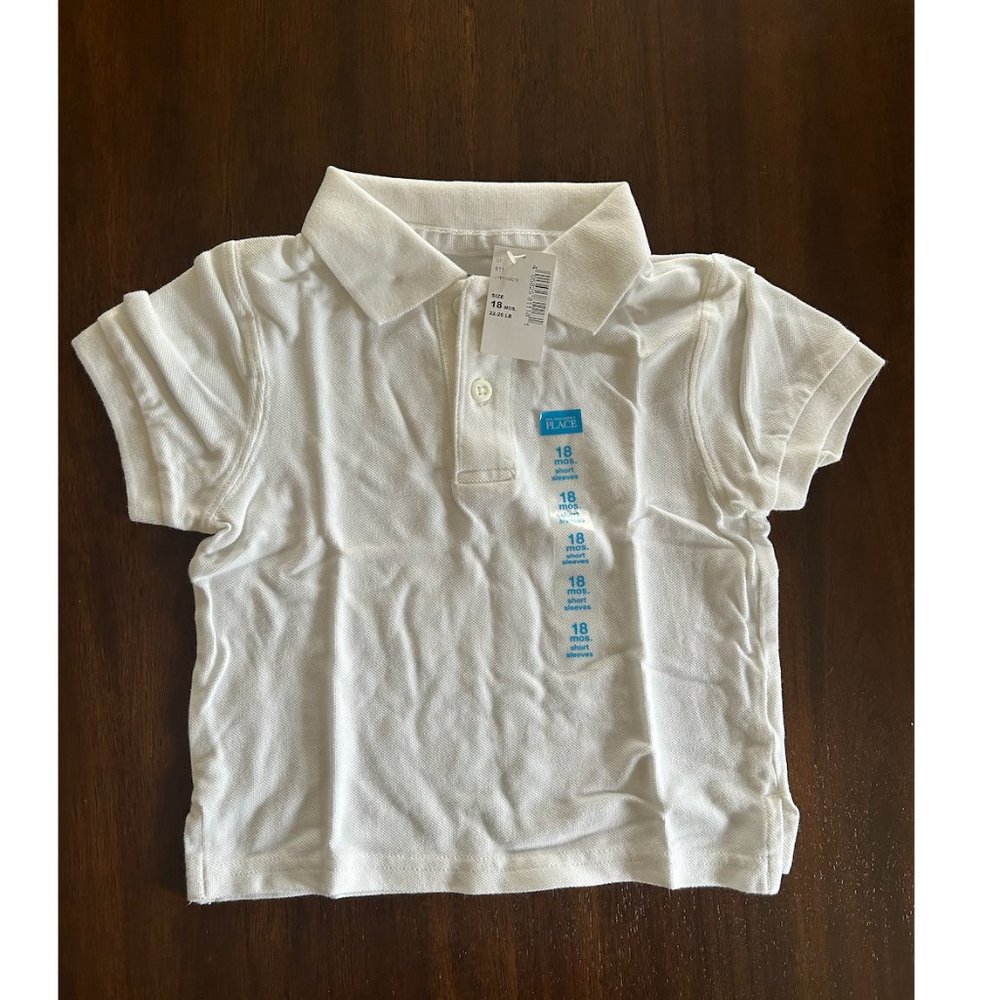 18m BOYS White Collared Polo Shirt, Short Sleeves NEW, THE CHILDREN'S PLACE